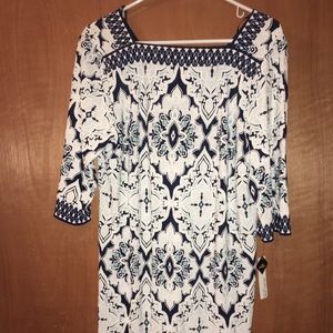 NWT Studio One NY Dress Gorgeous White Blue
